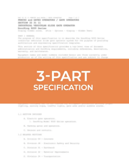 DKS Doorking 3-part. Specifications Gate