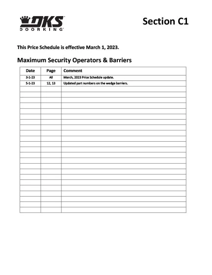 Section-C1 Mar 2023 5-1-23 Price Schedule
