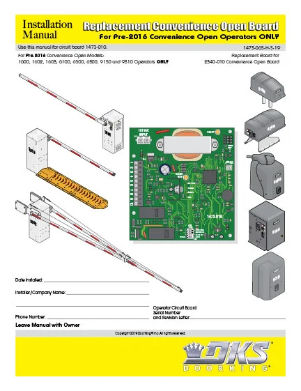 DKS Doorking 1473-065-H-5-19 Installation Manual