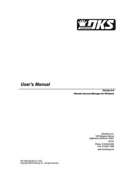 DKS Doorking Software User Manual