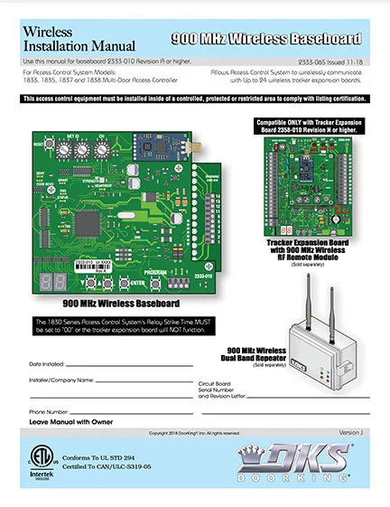 DKS Doorking 2333-065-Issued-11-18_J_900M Baseboard RF kit installation owners manual