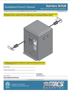 DKS Doorking 9150-065-M-5-18 installation owners manual