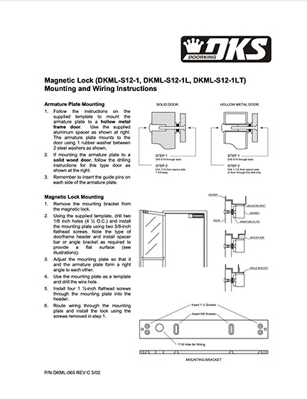 DKS Doorking DKML 065-C-5-02 instructions
