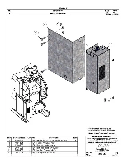 DKS Doorking 6500-480 Heater-Kit Assy IPB