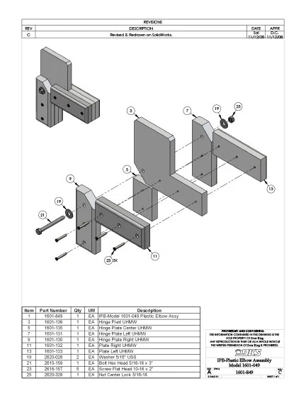 DKS Doorking IPB 1601-049-Rev-C Plastic Elbow Assembly