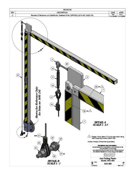 DKS Doorking IPB 1601-083-Rev-G Arm Folding Plastic