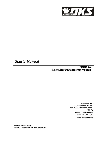 DKS Doorking Software 1815-066-J-10-02 User Manual